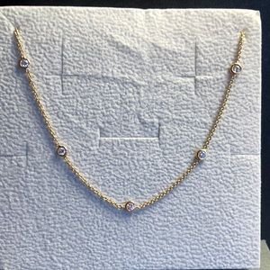 Today Only🌺 14k yellow gold 5 Diamonds Floating Necklace Zoe Chicco.